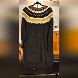 Loose fit black and gold Ann Taylor sweater dress